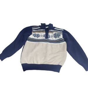 Gymboree Navy & Cream‎ Snowflake 1/4 Zip Sweater - Size Small (5/6)